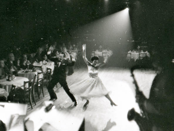 Dorothy Toy and Paul Wing, the dance duo known as Toy & Wing, perform on the floor of the Forbidden City nightclub in San Francisco during the late 1950s.