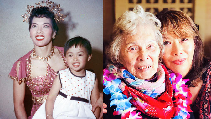 Left: Dorothy Toy and her daughter Dorlie Fong in the late 1950s. Right: Toy on her 101st birthday with Fong.