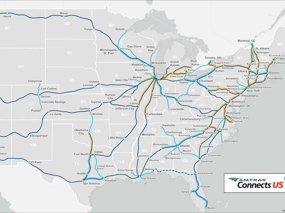 Amtrak has proposed a plan for new and enhanced rail connections across the United States.