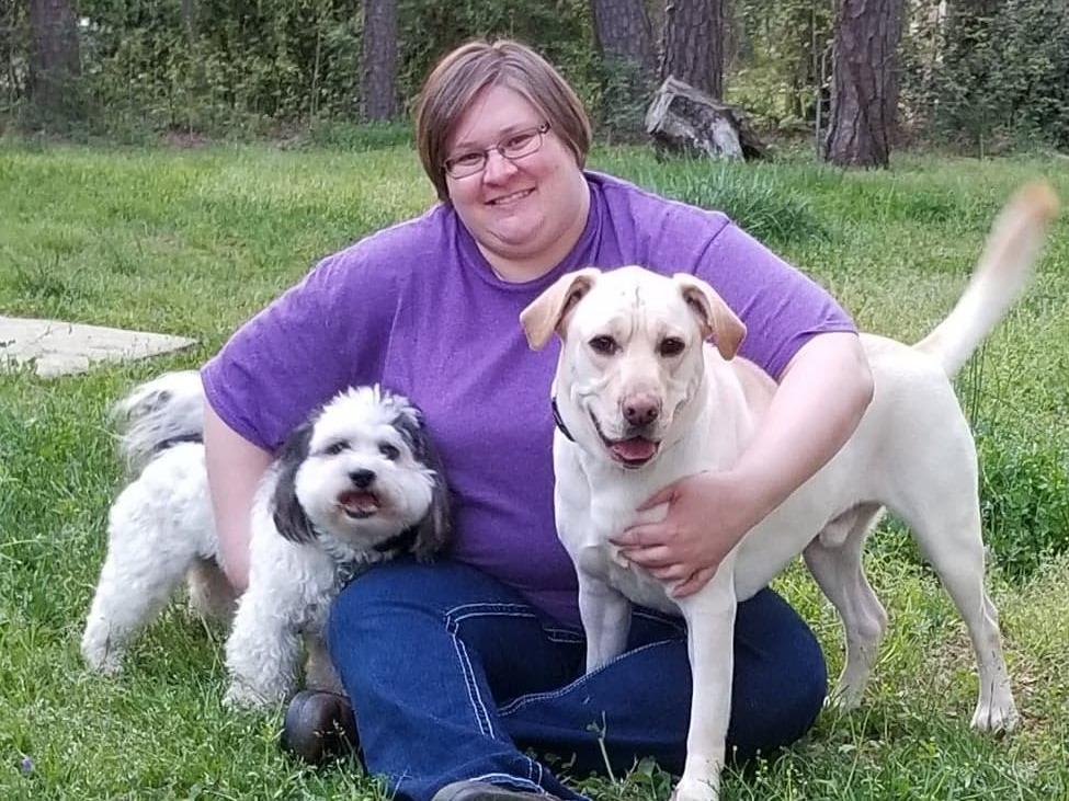 Kristy Miller gets away from her home office in Charlotte, N.C., with her dogs, Oreo and Dabo.