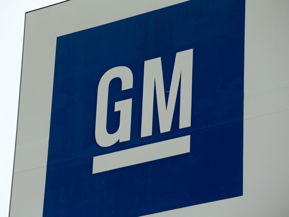 A sign is seen outside of a General Motors plant in Detroit,  on Jan. 27, 2020. GM said on Thursday it is idling more plants as it continues to deal with a shortage of chips.