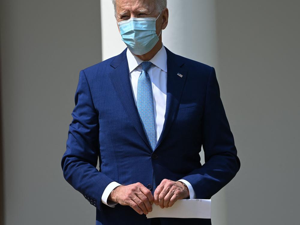 President Biden looks on after speaking during an event about gun violence prevention in the Rose Garden of the White House on April 8.