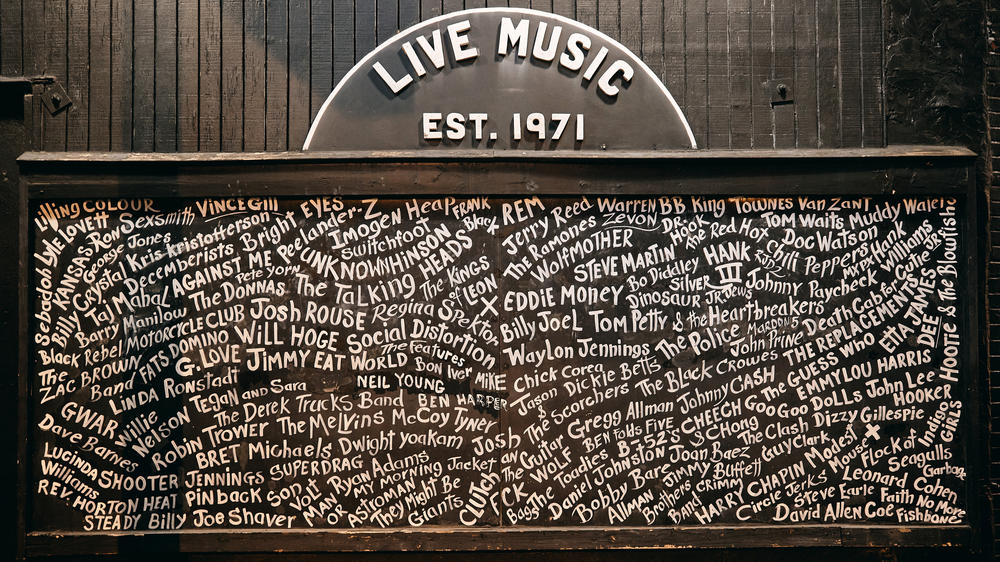 The exterior of the music venue Exit/In in Nashville, Tenn. Small clubs like this were among the hardest hit by the coronavirus shutdowns.