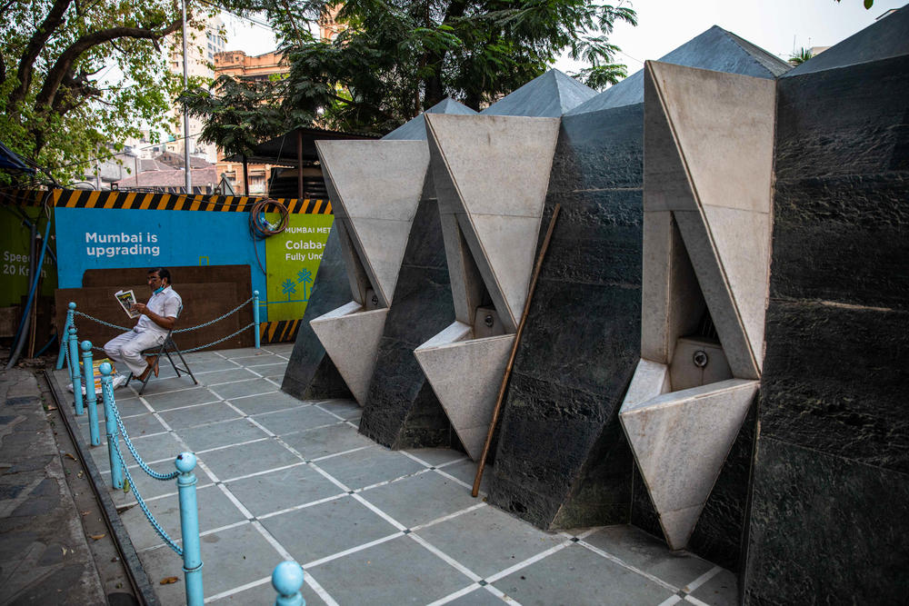 Modern drinking fountains in Mumbai. Water rights activists are urging the city to invest in maintaining more <em>pyaavs, </em>as they are called in the local languages, and building newer ones to address the huge inequality in Mumbai's water supply.