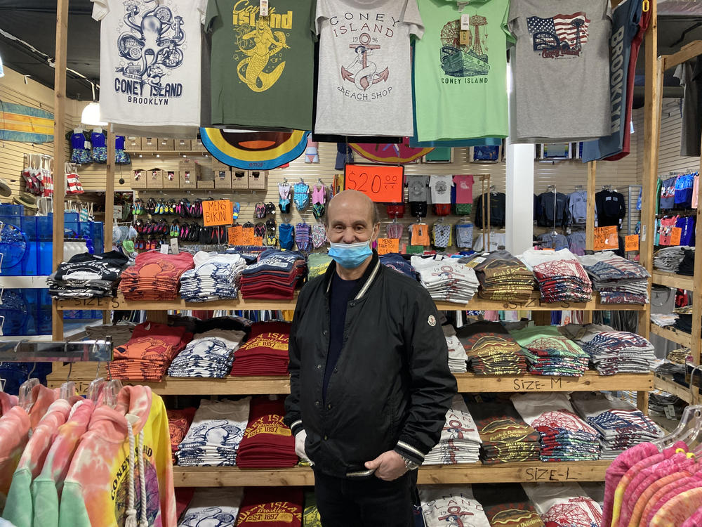 Haim Haddad, who owns the Coney Island Beach Shop, says he expects the reopened amusement parks to bring in more business than last spring and summer.