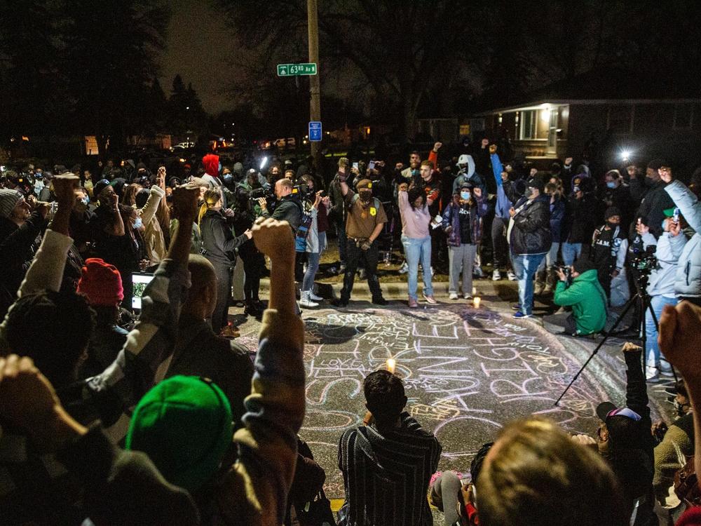 Protests lasted for hours in Brooklyn Center, Minn., where 20-year-old Black man Daunte Wright died after being shot by police Sunday.