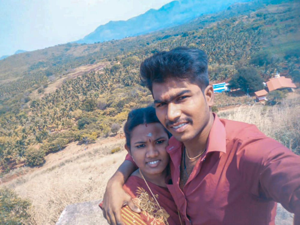 Ezhil Arasi (left) and Ranjith Kumar. The pandemic kept her from her pregnancy checkups. Their baby was born with an intestinal blockage that required surgery and died during the procedure. Doctors told Ranjith that if his wife had been examined regularly during her pregnancy, there could have been a different outcome.