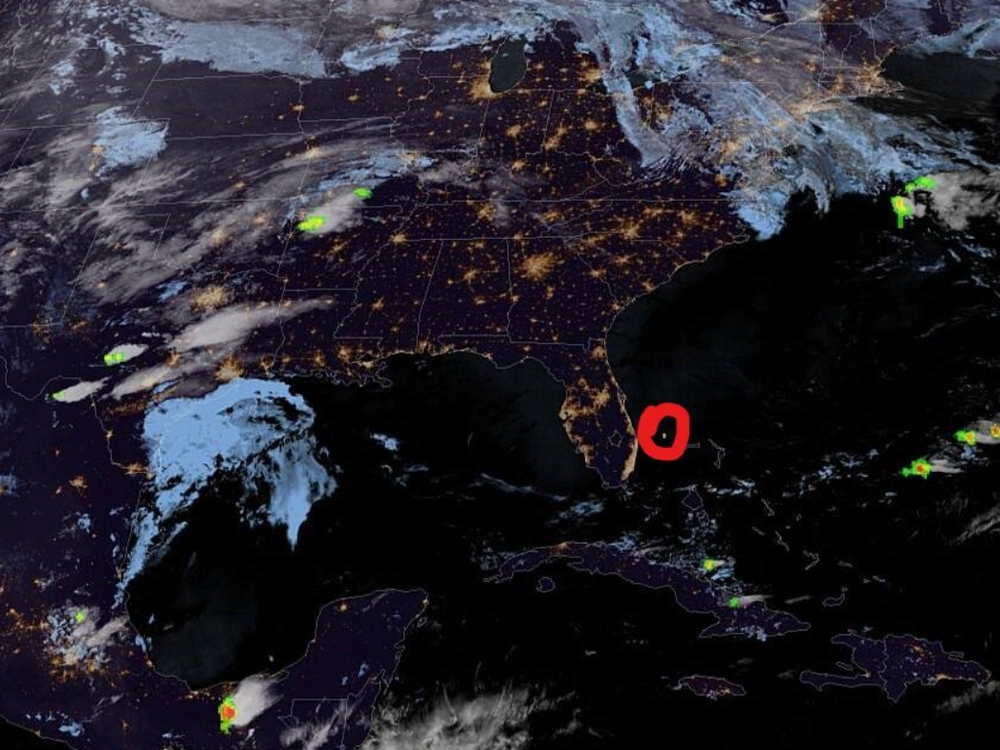 The National Weather Service Tampa Bay said its Geostationary Lightning Mapper captured the bright meteor that shocked Floridians late Monday as it burned up off the coast.
