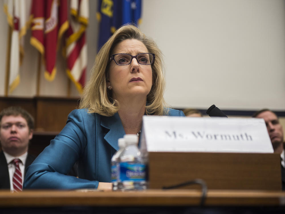 Christine Wormuth testifies on Capitol Hill in March 2015 during her tenure as undersecretary of defense for policy. Wormuth is President Biden's pick for secretary of the Army.
