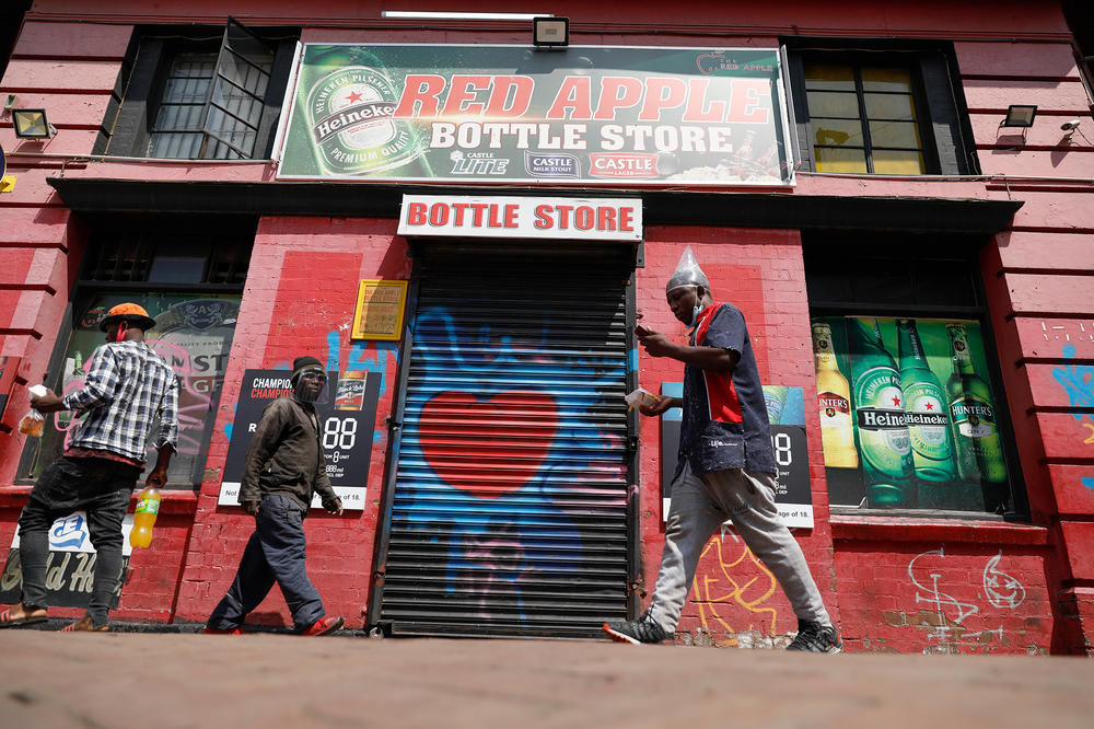 A liquor store in Newtown, Johannesburg, shuttered during the country's ban on alcohol. The photo is from Dec. 29, 2020.