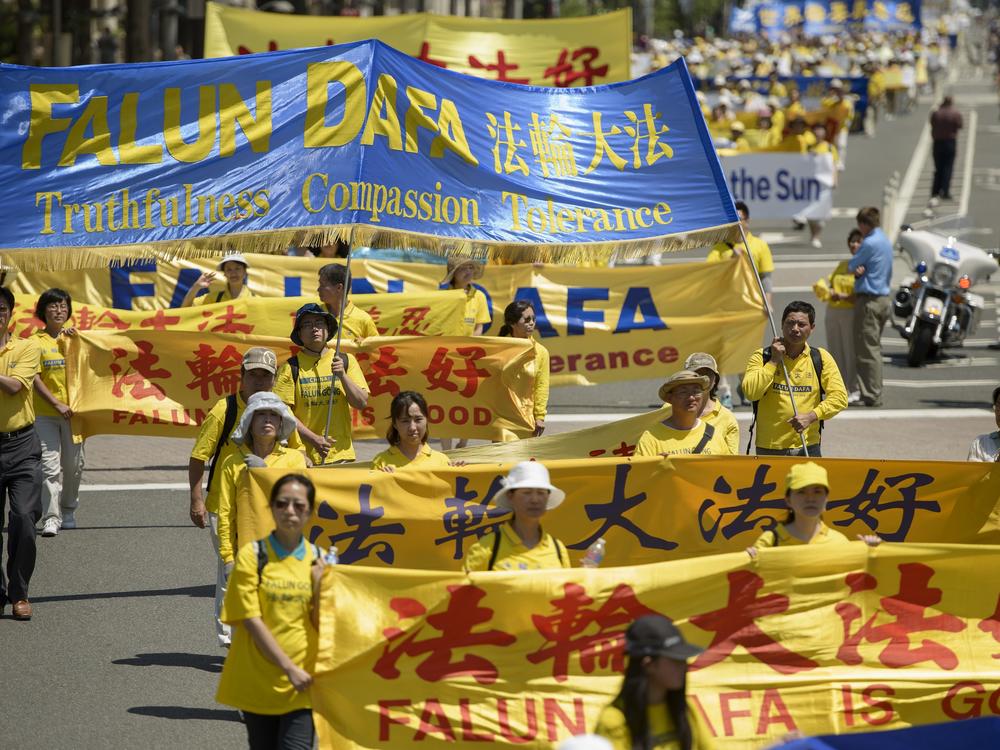 Falun Gong supporters marched from Capitol Hill to the Washington Monument in July 2015 in Washington, D.C.