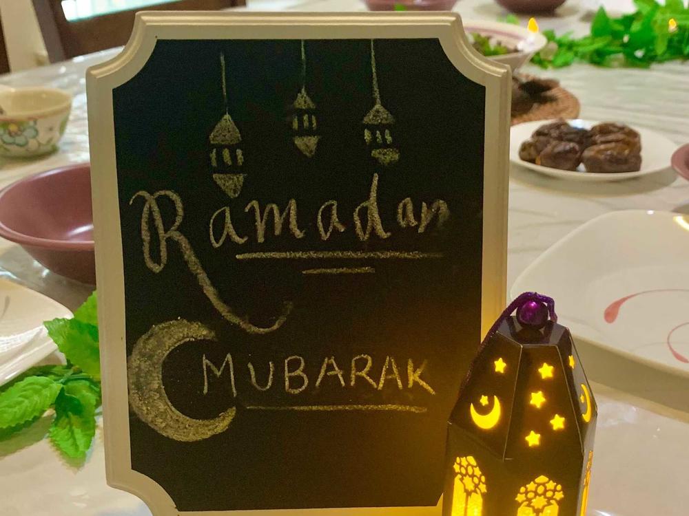 Decorations on Safiyah Zaidi's table on the first day of Ramadan this year.