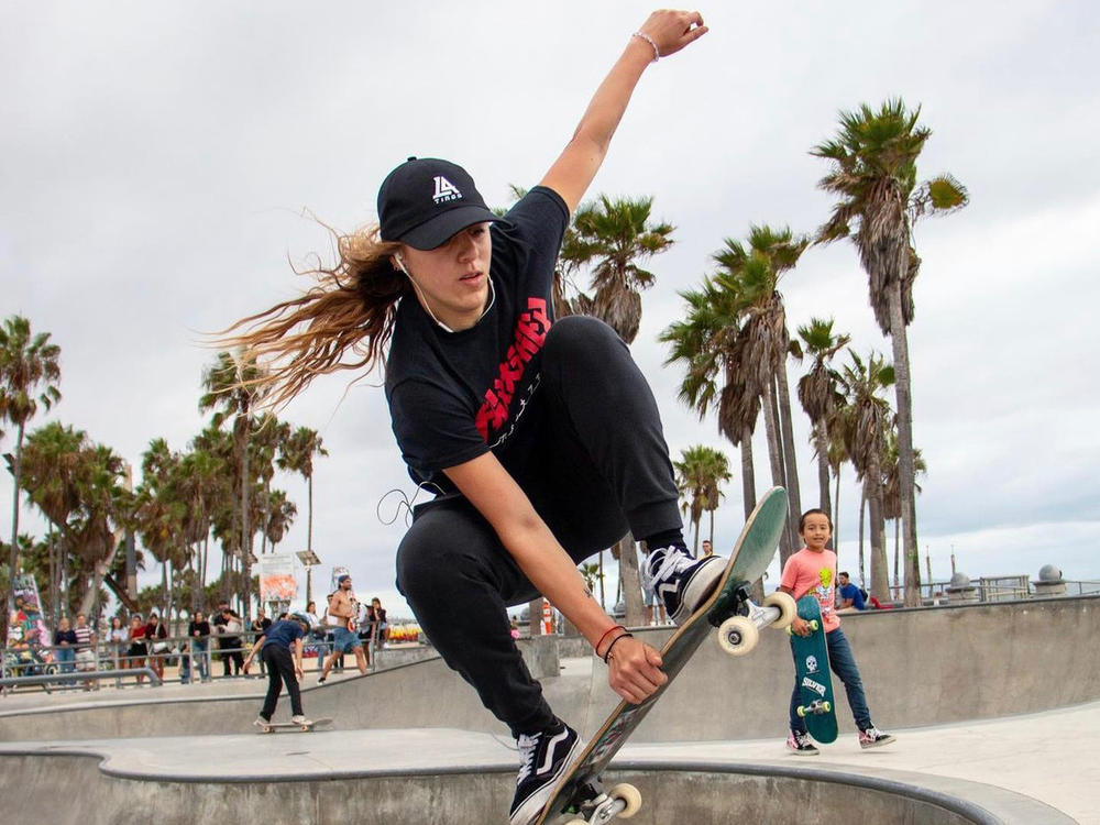 Ruby Medina is part of a community of skateboarders on TikTok, and at her local skate park in Venice, Calif. Social media is driving a huge demand for boards at her family's skate shops.