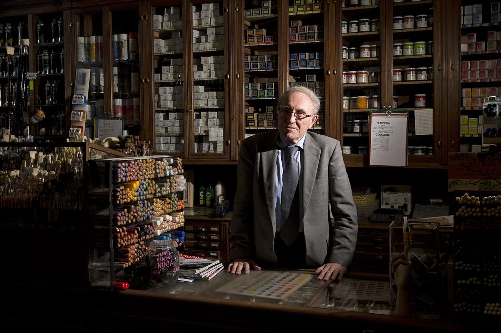Dominique Sennelier, owner of Maison Sennelier, is pictured at the Sennelier shop in Paris on on April 7, 2014.