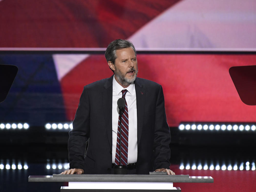 Jerry Falwell Jr., pictured at the 2016 Republican National Convention in Cleveland, Ohio, is the subject of a new lawsuit by Liberty University, his former employer.