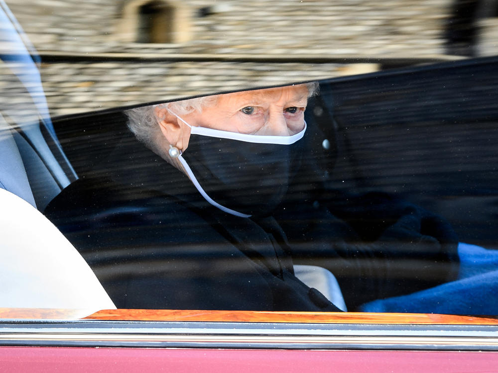Queen Elizabeth II during the funeral of Prince Philip, Duke of Edinburgh, at Windsor Castle.