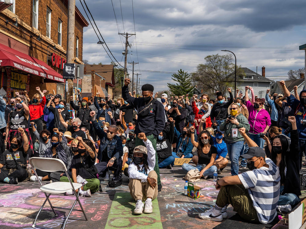 Hundreds of demonstrators attended a Sunday rally for Black and Asian solidarity at George Floyd Square in Minneapolis ahead of a possible verdict in the trial of Derek Chauvin this week.