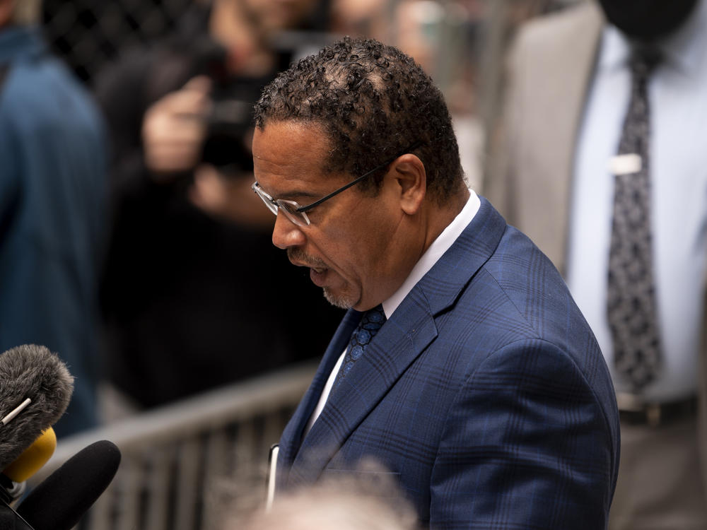 Minnesota Attorney General Keith Ellison, here in September, praised the witnesses and jurors in the Derek Chauvin trial on Tuesday.