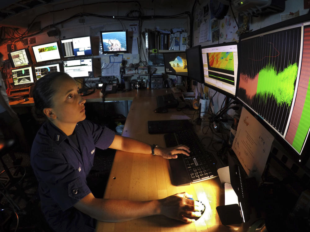 Federal scientists, engineers and other technical workers provide crucial climate and health expertise. Here, Marybeth Head, the vessel operations coordinator for the Gray's Reef National Marine Sanctuary, works aboard the NOAA research ship Nancy Foster in 2019.