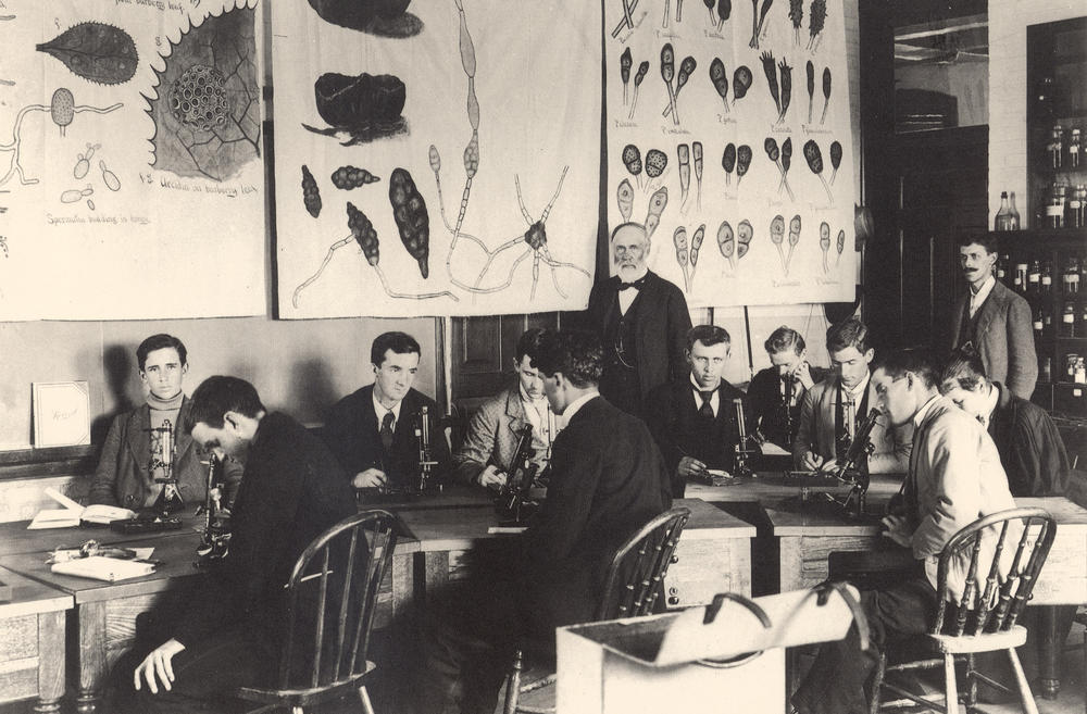 William Beal, standing at center, started a long-term study on seed germination in 1879. He buried 20 bottles with seeds in them for later researchers to unearth and plant.