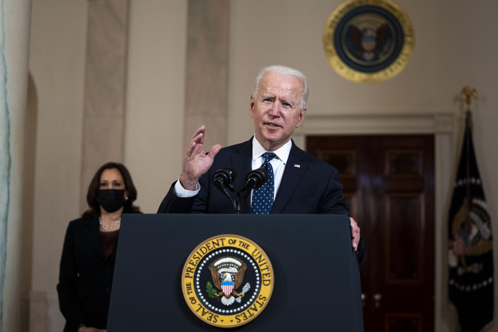 President Biden makes remarks Tuesday at the White House in response to the guilty verdict in Chauvin's murder trial.