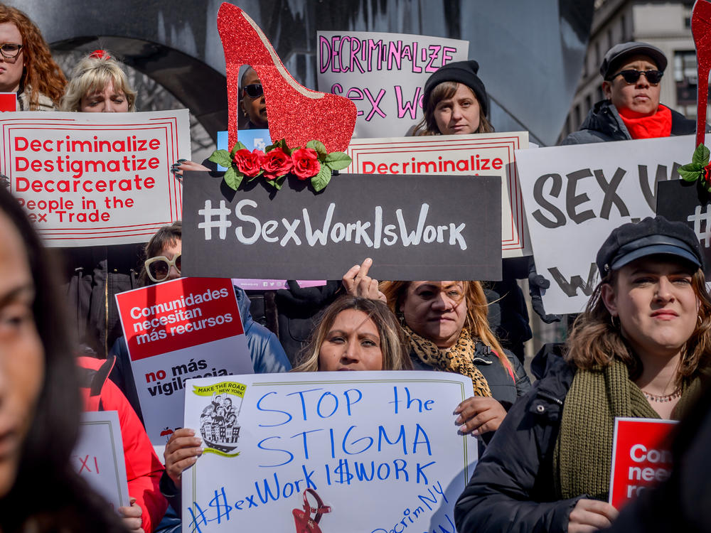 Protesters gather in New York City in February 2019 to advocate for the decriminalization of sex trades in the city and state. The Manhattan District Attorney's Office announced more than two years later it would stop prosecuting prostitution and seek the dismissal of hundreds of related cases dating back decades.