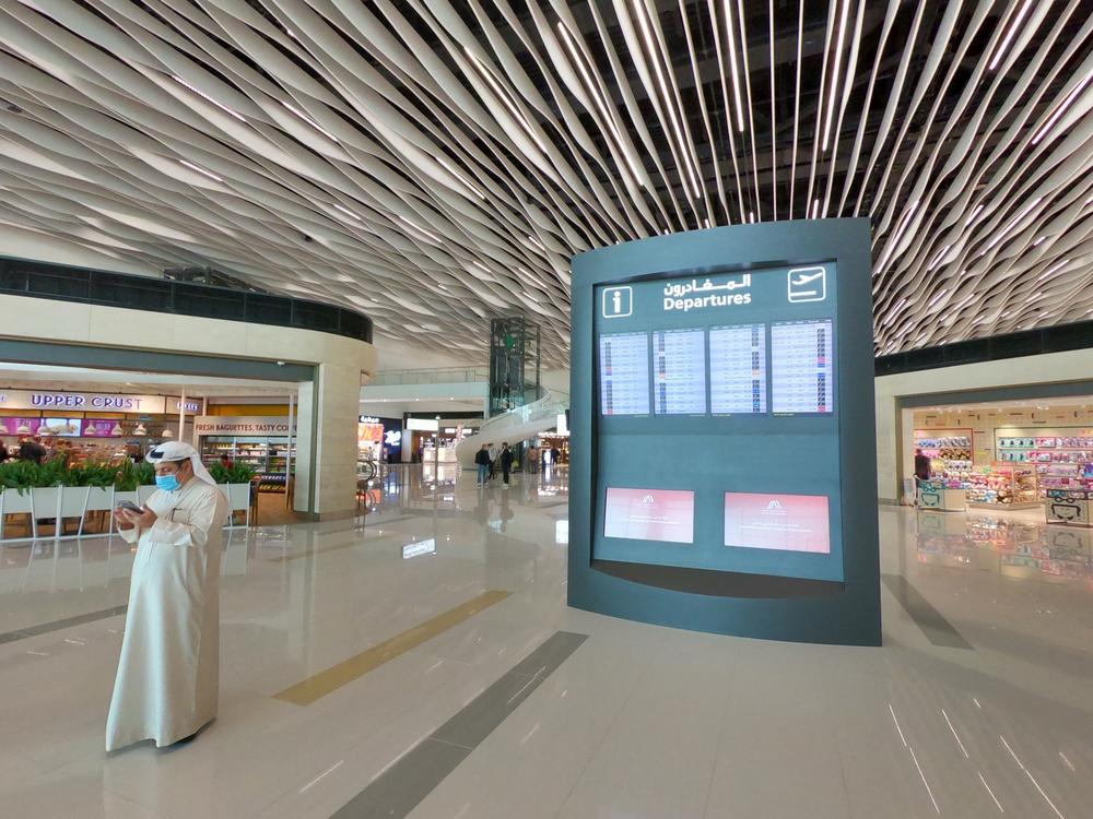 A picture taken on March 29, 2021, shows the new passenger terminal of Bahrain International Airport. Bahrain established diplomatic ties with Israel last year. In Israel and Bahrain, vaccine passports will be entirely digital: a QR code on one's phone, recognized at both countries' passport control, according to an Israeli official.
