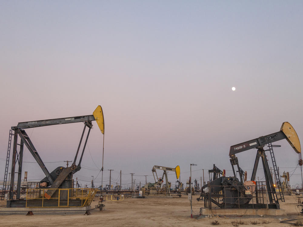 A fracking site in Kern County, Calif. Fracking — short for hydraulic fracturing — is the process of extracting oil deep underground using a high-pressure water mixture to break up rock.