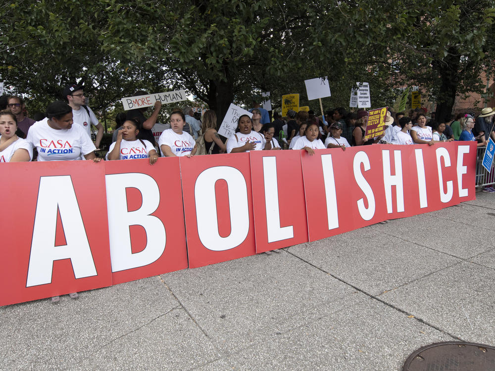 Protesters in Baltimore call for the abolition of ICE in 2019.