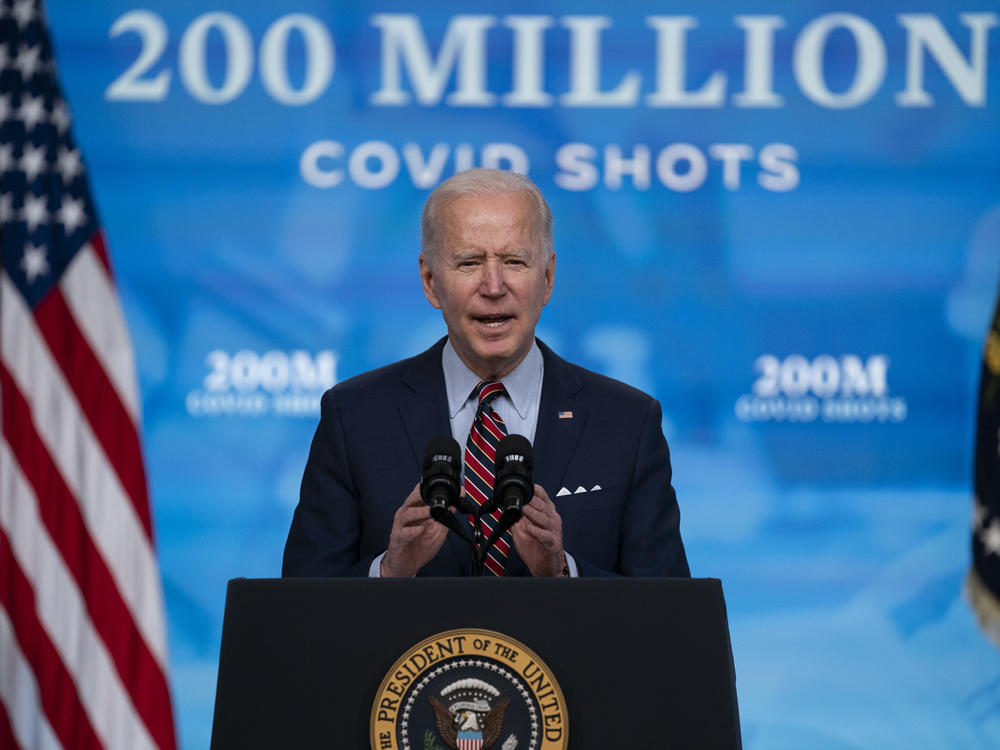 When President Biden arrives to give his speech to a joint session of Congress on Wednesday night, he will be masked as he enters what will be a noticeably less crowded, more socially distanced House chamber. Here, Biden speaks about COVID-19 vaccinations at the White House.