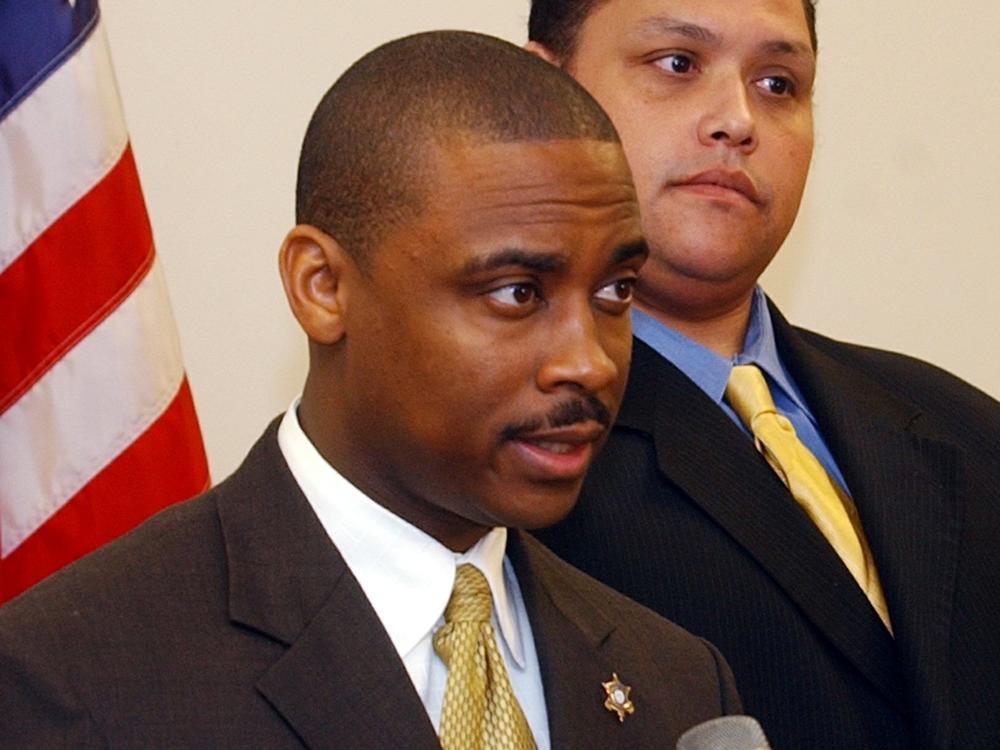 Clayton County, Ga., Sheriff Victor Hill is accused of violating the civil rights of detainees by ordering that they be unnecessarily strapped into a restraint chair and left there for hours, according to a federal indictment. Hill is seen here in 2005.