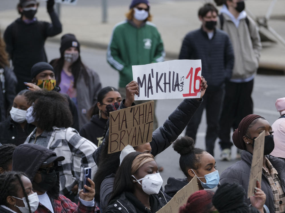 Students and demonstrators march on the campus of The Ohio State University in Columbus, Ohio last week to protest the killing of Ma'Khia Bryant, 16, by a Columbus police officer.