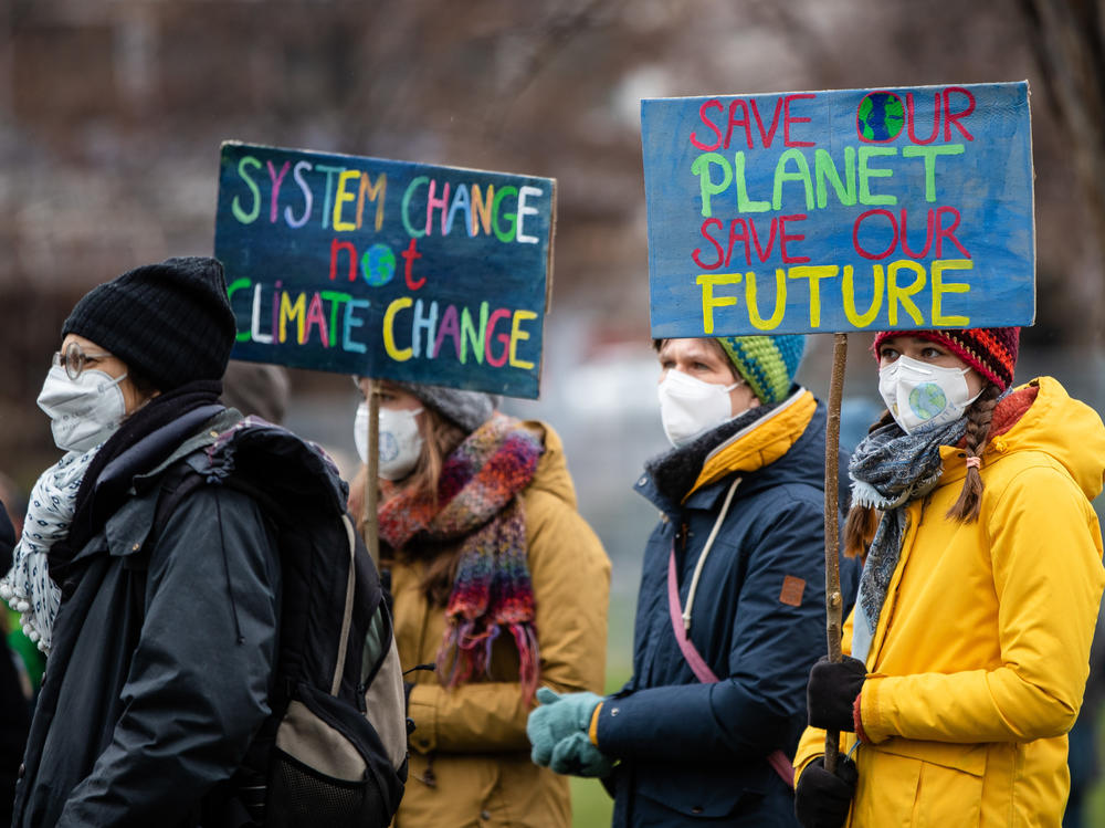Activists advocate for better climate protection at a demonstration last month in Stuttgart, Germany.