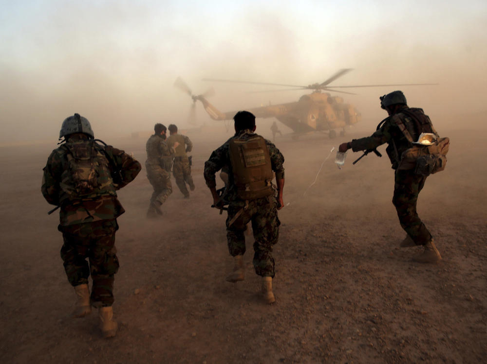 Afghan Army commandos train at the Shorab military camp in Helmand province, in southern Afghanistan in 2017. With U.S. and NATO forces leaving in the coming months, the Afghan forces will have to confront the Taliban without support from Western countries.