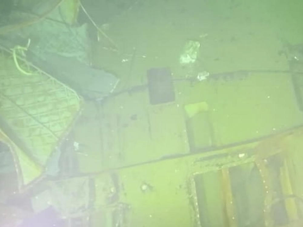 A photo released on Sunday by the Indonesian navy shows parts of submarine KRI Nanggala that sank in the Bali Sea. Officials now speculate that the loss of the sub could have been caused by an internal wave.