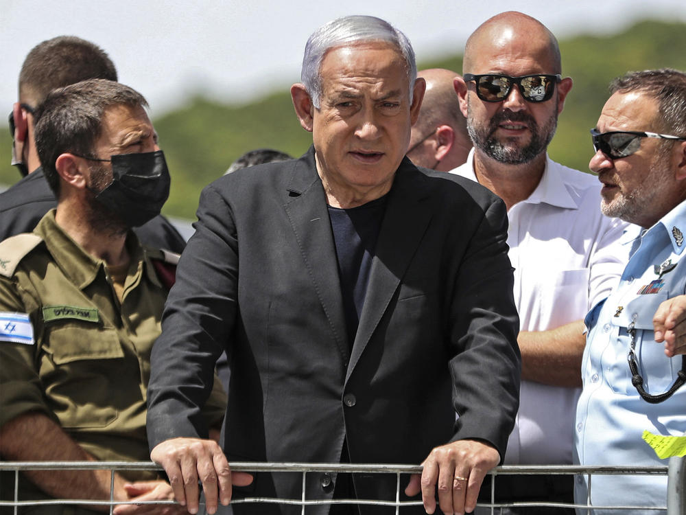 Israeli Prime Minister Benjamin Netanyahu visits the site of an overnight stampede during an ultra-Orthodox religious gathering in the northern Israeli town of Meron, on Friday.
