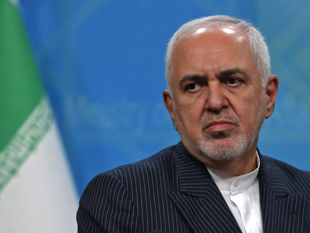 Iran's Foreign Minister Mohammad Javad Zarif looks on during a joint press conference with his Iraqi counterpart in Iraq's capital Baghdad on April 26.