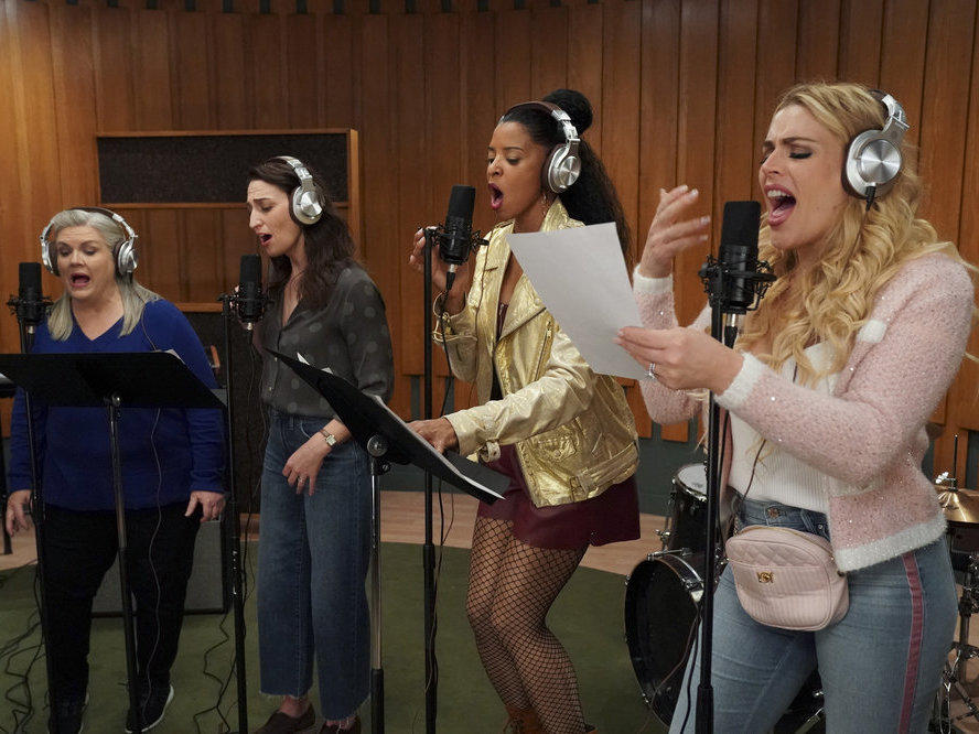 The ladies of <em>Girls5eva</em>: Gloria (Paula Pell), Dawn (Sara Bareilles), Wickie (Renée Elise Goldsberry), and Summer (Busy Philipps).