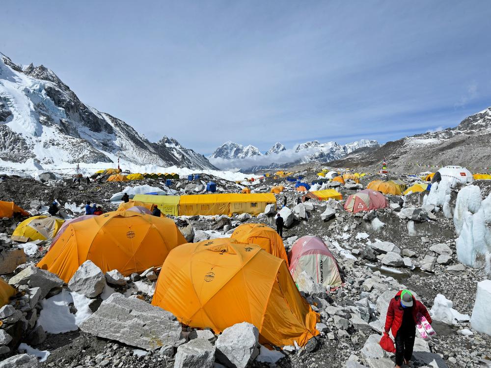Tents of mountaineers are pictured Monday at the Everest Base Camp in Nepal.