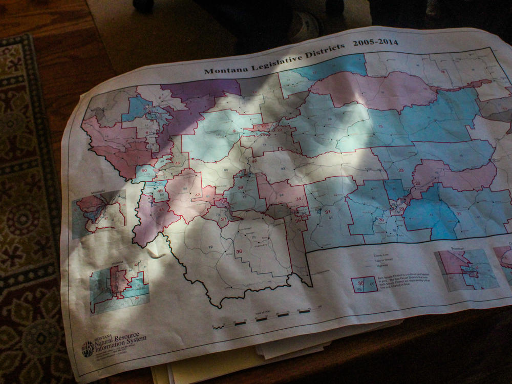 Joe Lamson, a Democrat on Montana's districting commission, is particularly fond of this map showing the state's legislative districts as drawn in the early 2000s. Lamson says Montana historian Harry Fritz called it, 