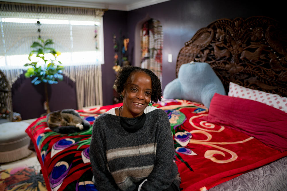 DonnaLee Norrington in her bedroom in Compton, Calif. Last summer, as she slept in a  rental studio apartment in South Los Angeles, she had a dream about owning a home for the first time. Norrington was 59 at the time.