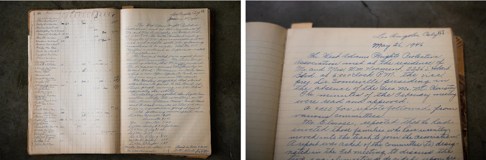 Ivan Houston still has his grandfather's notebook documenting the meeting minutes of the West Adams Heights Protective Association, including discussions about fighting racially restrictive covenants.