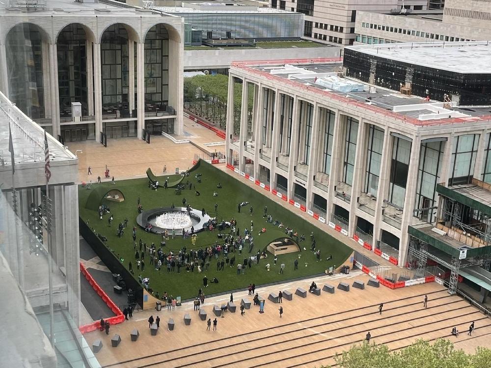 New York's Lincoln Center, as people gather for its reopening on Monday, May 10.