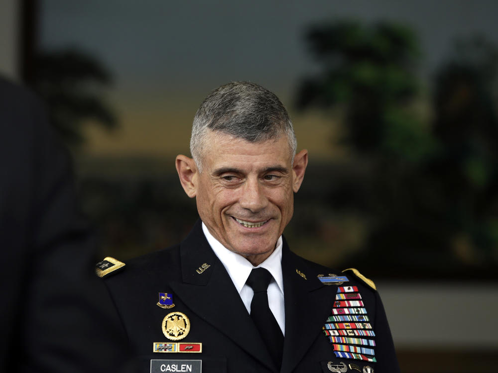 Retired Army Lt. Gen. Robert Caslen, pictured in 2014 when he was superintendent of the U.S. Military Academy, resigned Wednesday as president of the University of South Carolina.