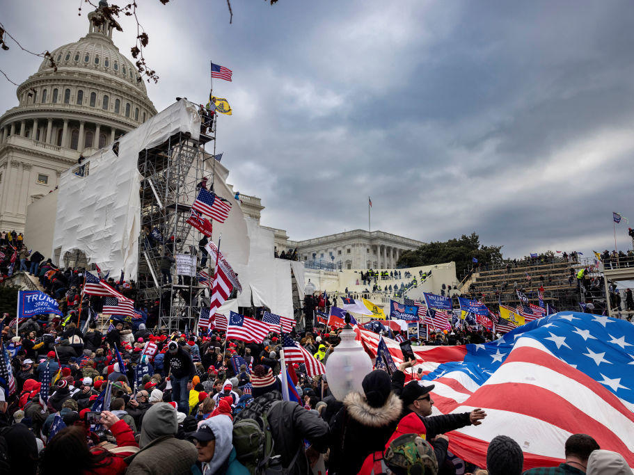 Trump supporters clash with police and security forces as people try to storm the U.S. Capitol on Jan. 6.
