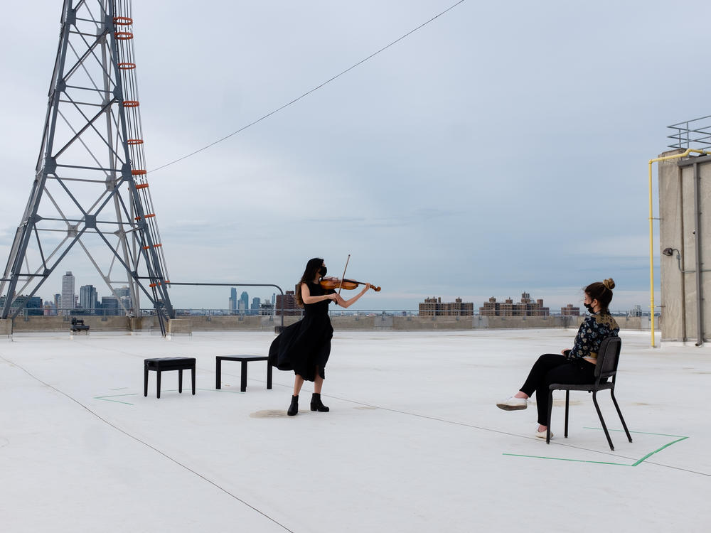 Mario Gotoh performs for a single listener in a One-To-One Concert hosted by the Brooklyn Academy of Music.