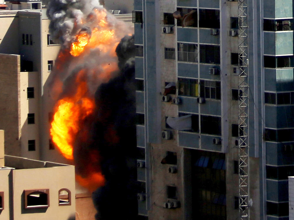 A building that housed The Associated Press, Al-Jazeera and a number of offices and apartments was leveled by an Israeli air strike Saturday.