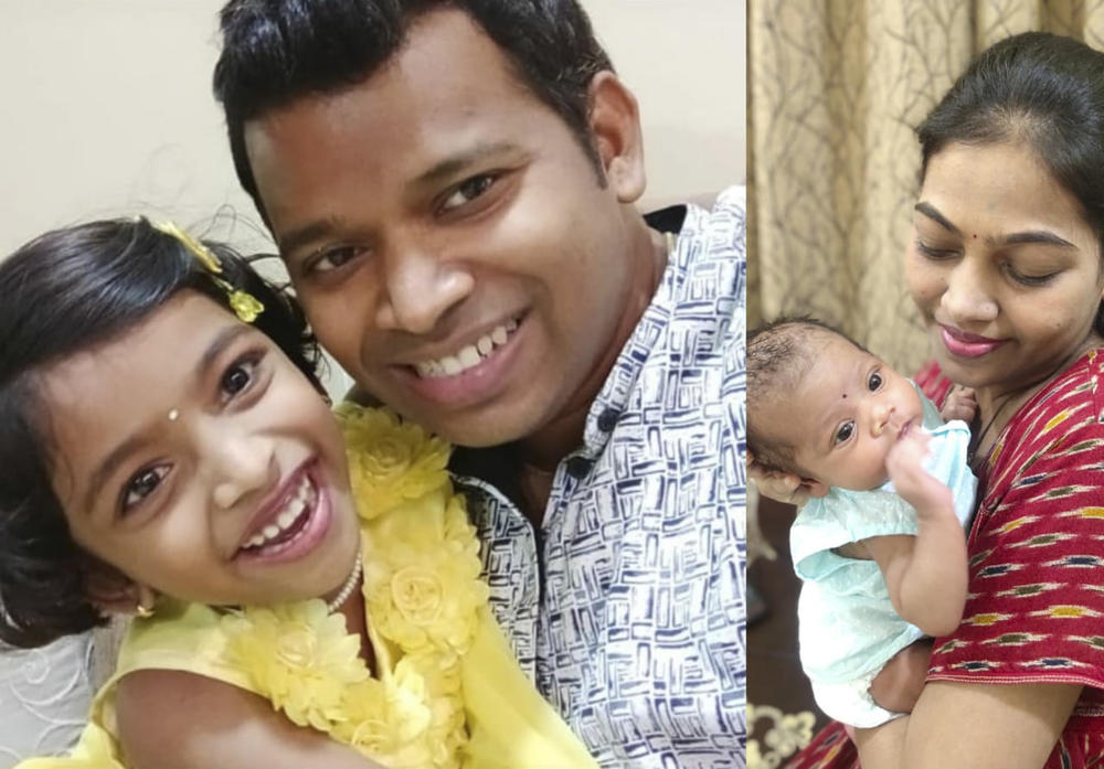 Anup Gabale and Ankita Gabale with their children.