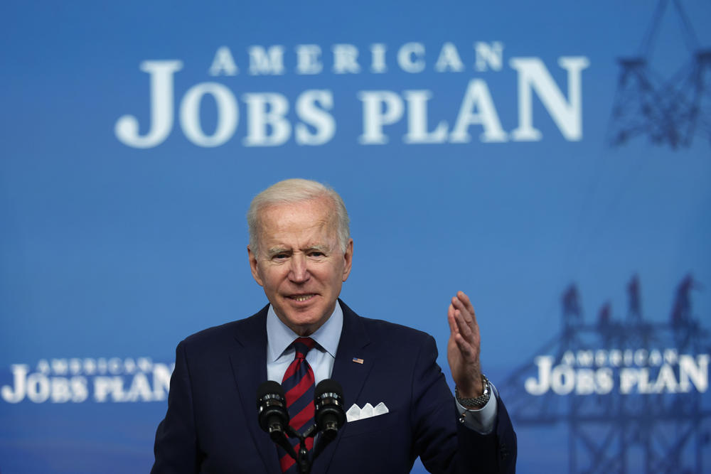 President Biden delivers remarks on the administration's American Jobs Plan on April 7.