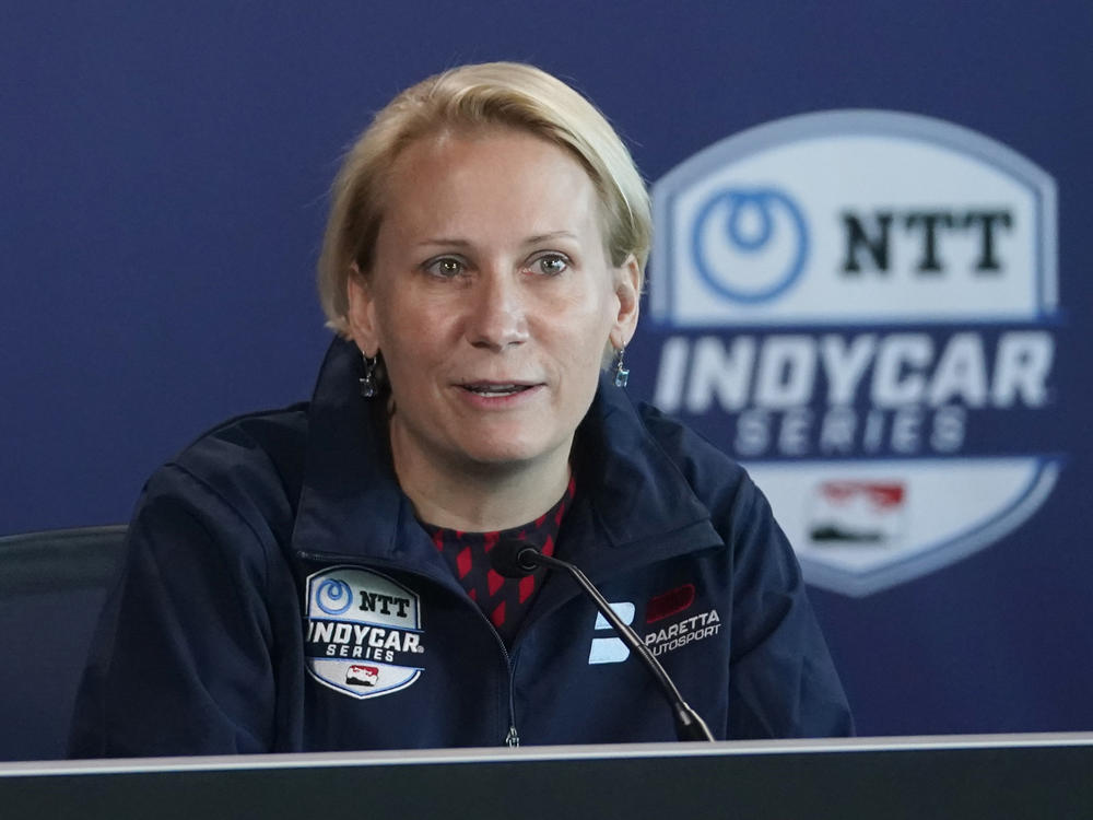 Team owner Beth Paretta speaks during a news conference at the Indianapolis Motor Speedway, on Jan. 19. 